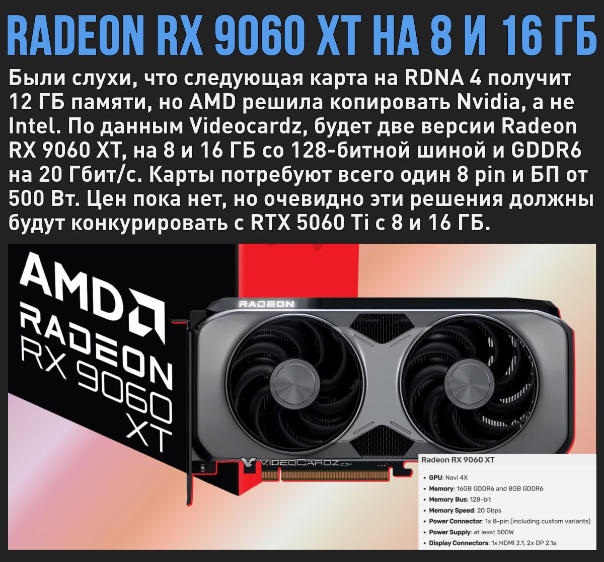 AMD копирует Nvidia: нас ждут RX 9060 XT на 8 и 16 ГБ  Мой Компьютер