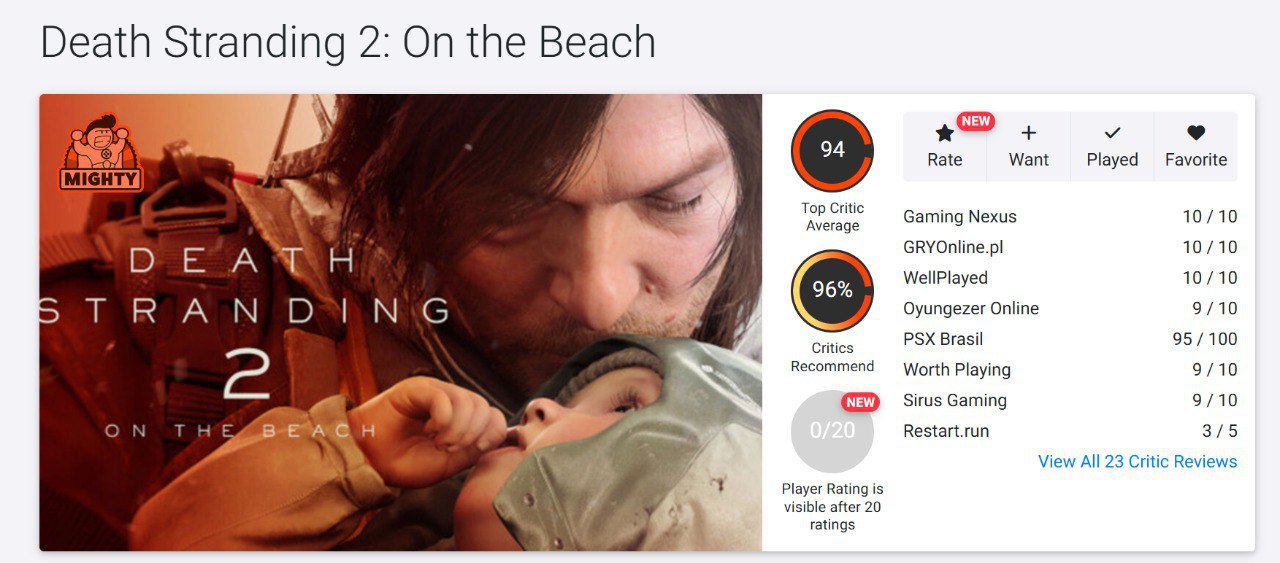 Death Stranding 2 получает оценку 94: шедевр от Кодзимы Кодзима в очередной раз показал, что способен превратить симулятор доставки в настоящее культурное явление. Геймплей остался привычным: по-прежнему мы переносим грузы через различные местности. Однако теперь мир стал более живым — вас ждут не только животные и стихийные бедствия, но и изменяющийся окружающий ландшафт. Игра предлагает большее разнообразие: больше техники, экшена и вариативности. Можете выбрать путь битв, стелса, или просто избегать конфликтов. Прохождение может занять до 80 часов, и вас ждут драматические моменты, захватывающий ужас и неожиданные повороты, которые заставят вас отложить геймпад в шоке. Полная русская озвучка доступна, а те, кто сделал предзаказ, уже погружаются в игру.