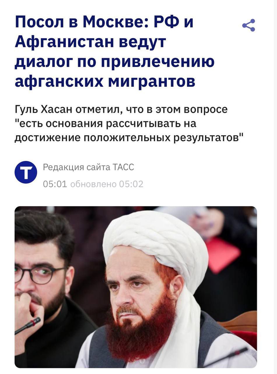 Трудовых мигрантов из Афганистана планируют привлекать в Россию стороны обсуждают условия и формат работы сообщил посол Исламского Эмирата Гуль Хасан Прямой эфир Наш MAX