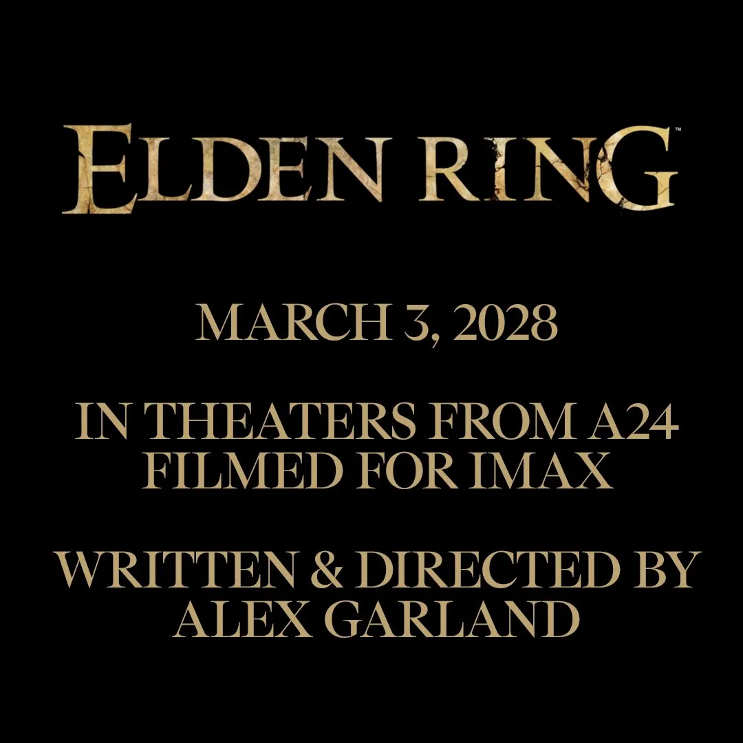 Официально Выход фильма по Elden Ring состоится 3 марта 2028 года Сценаристом и режиссёром выступит Алекс Гарленд известный по таким проектам как Из машины 2015 Аннигиляция 2018 Падение империи 2024 Наш магазин в Telegram Мы в ВК Новости соседей Xbox XboxSeries XboxOne XboxGame