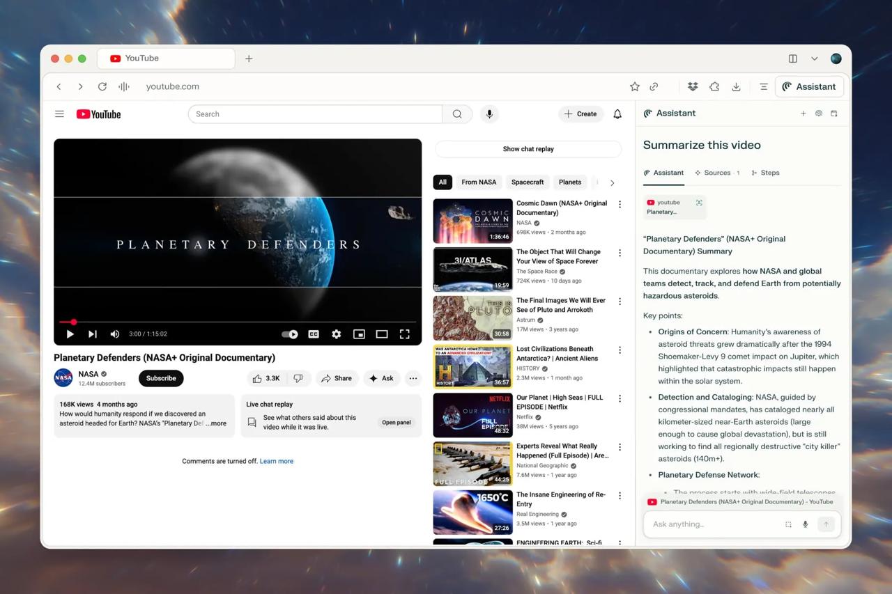 ИИ браузер Comet от Perplexity теперь доступен всем бесплатно Раньше он стоил 200 в месяц Компания позиционирует его как альтернативу Google Chrome с искусственным интеллектом В браузер встроен ИИ помощник который может анализировать информацию с любых сайтов составлять сводки электронных писем а также отвечать на вопросы на основе содержимого страницы Браузер можно установить только на macOS и Windows   www iphones ru 1339255 новости iphonesru