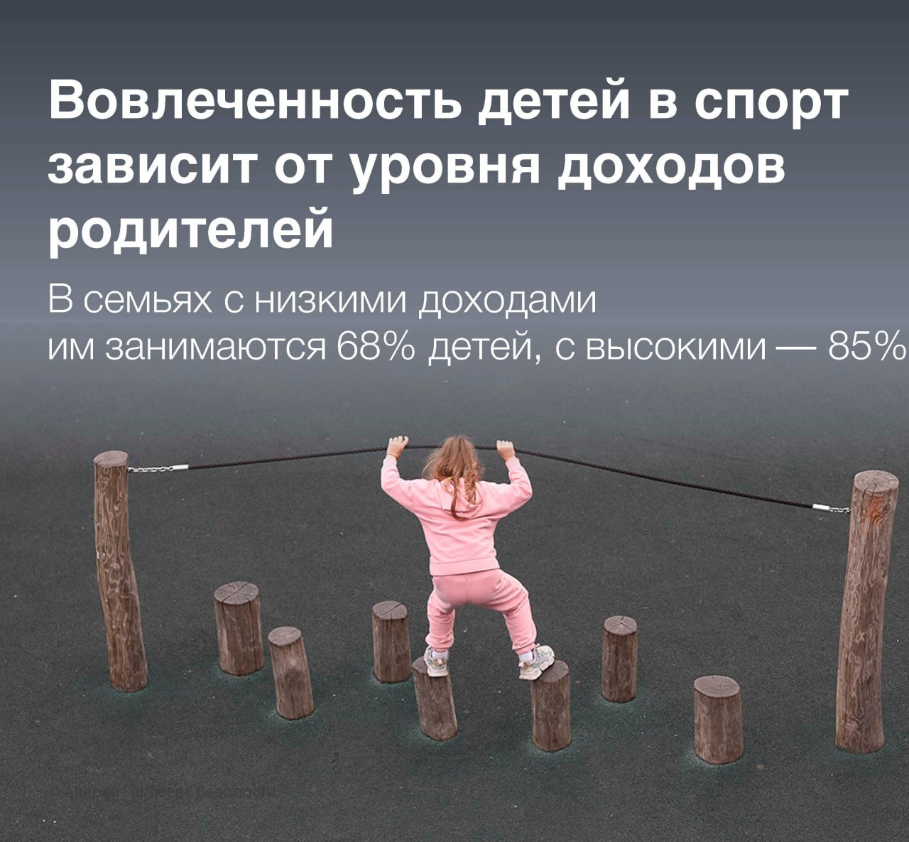 экспертно В семьях с низким уровнем дохода до 20 000 руб на члена семьи в месяц 68 детей занимаются спортом При этом уровень вовлеченности несовершеннолетних в занятия физкультурой растет при улучшении экономического положения В семьях с высоким уровнем дохода более 100 000 руб на человека этот показатель составляет 85 Об этом говорится в результатах исследования компании Ромир с которыми ознакомились Ведомости В опросе приняли участие 800 респондентов у которых есть несовершеннолетние дети из всех федеральных округов и типов населенных пунктов Как следует из результатов исследования в семьях со средним уровнем дохода физкультурой занимаются 74 детей Общероссийский показатель вовлеченности несовершеннолетних в спорт по результатам опроса составил 73 Самый популярный вид спорта у детей плавание Его назвали 23 опрошенных На втором месте футбол 18 Гимнастика заняла третье место с результатом 11 далее следуют велоспорт 8 волейбол и легкая атлетика по 7 Дети также занимаются боксом и баскетболом по 6 карате 5 и теннисом 4 Респонденты могли выбрать несколько вариантов ответа Дети из семей с низким социально экономическим статусом чаще всего занимаются спортом в школьных кружках сказал директор Центра общего и дополнительного образования им А А Пинского Института образования НИУ ВШЭ Иван Иванов По его словам доля бесплатных спортивных секций в России высокая Тем не менее есть виды спорта требующие серьезных дополнительных вложений Так семьи с невысокими доходами выбирают для ребенка секции футбола или борьбы А семьи с высокими доходами тенниса или хоккея Если же речь идет о спортивной секции где готовят спортсменов для крупных соревнований расходы семьи могут быть очень большими независимо от выбранного вида спорта добавил он Например проезд на соревнования в бесплатных секциях чаще всего оплачивают родители ребенка Читать подробнее