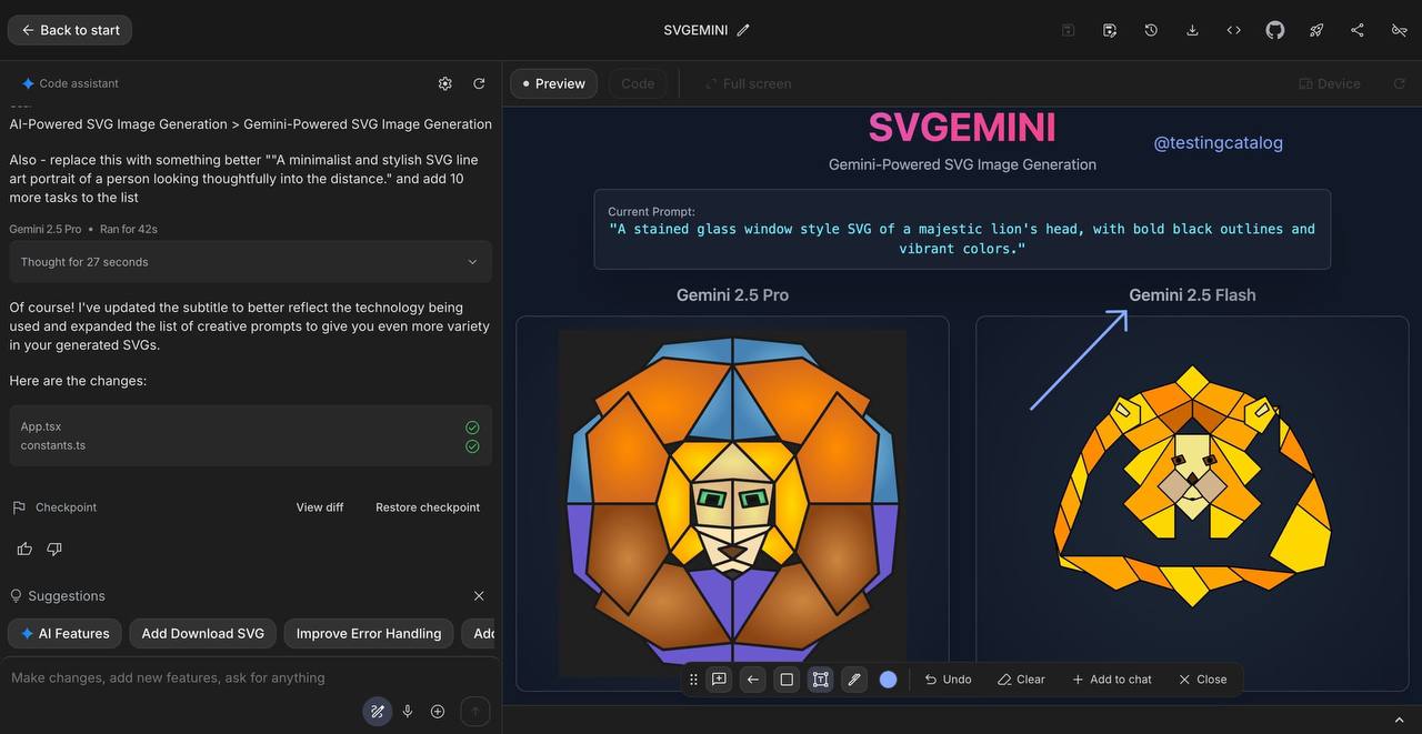 Google обновил AI Studio Появился интерфейс Build для vibe coding теперь можно создавать ИИ приложения от описания идеи до рабочего прототипа за несколько минут Gemini 2 5 Pro генерирует код интерфейс и API по текстовому описанию Кнопка I m Feeling Lucky предлагает случайные идеи например чат боты или симуляторы Развертывание в один клик на Cloud Run без необходимости использовать IDE Поддерживаются Veo видео и Gemma 3 с GPU Бесплатный старт есть экспорт в GitHub Подходит для быстрого прототипирования и тестирования концепций Бесплатный GPT Экспертный канал