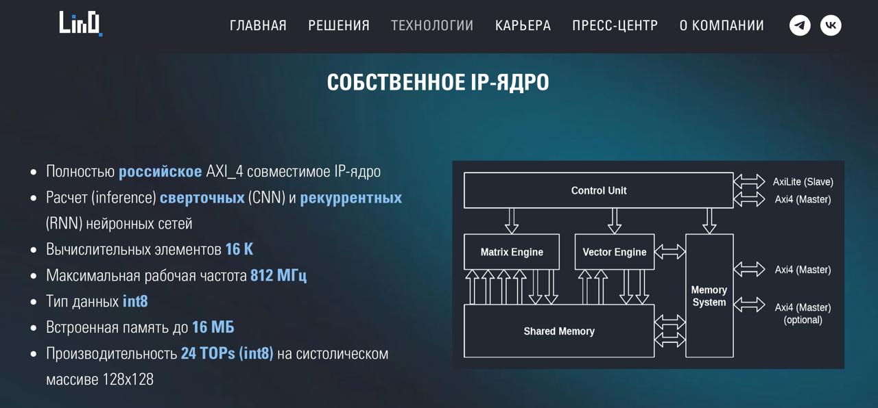 Компания ХайТэк объявила о получении евразийского патента на архитектуру процессора LinQ H1 для ускорения расчета прямого хода нейронных сетей Патент обеспечивает правовую защиту интеллектуальной собственности компании и открывает новые возможности для экспортной деятельности на международном рынке Полученный патент распространяется на чипы LinQ и собственные IP блоки что позволяет компании юридически подтверждать авторство разработки при продаже вычислительных модулей и лицензировании технологий за рубежом Международный патент ключевой инструмент экспортной стратегии Теперь мы можем предъявить неоспоримое доказательство того что LinQH1 наша оригинальная интеллектуальная собственность а не заимствованное решение Это критически важно для построения доверия на международном рынке и защиты инвестиций в R D Патент открывает двери для полноценной коммерциализации технологии за рубежом Telegram Дзен MAX