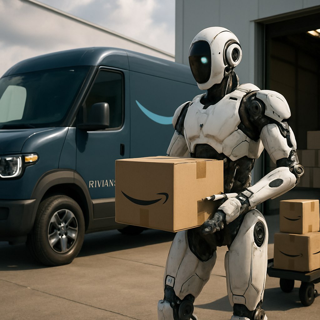 Amazon делает шаги вперед в области робототехники и искусственного интеллекта, разрабатывая ПО для гуманоидных роботов, которые будут помогать в доставке посылок.  Компания близка к завершению создания "внутреннего гуманоидного парка" для тестирования роботов в реальных условиях, работая в тандеме с электромобилями Rivian. Это новаторский подход нацелен на создание универсальных роботов, которые способны понимать и реагировать на команды на естественном языке, что значительно улучшит логистические операции Amazon.  #Amazon #AI #робототехника    AI OFFICIAL
