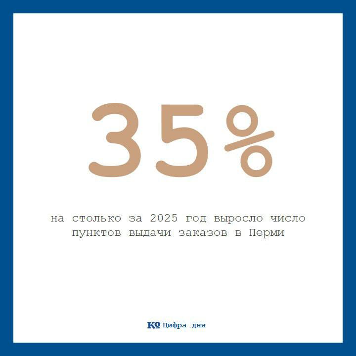 За 2025 год число пунктов выдачи заказов ПВЗ в Перми выросло на 35 23 и достигло 2046 По данным на 1 января 2026 года по всей России насчитывалось 226 381 ПВЗ на 44 66 больше чем годом ранее Среди городов миллионников наибольшее количество пунктов выдачи открыто в Москве 17 765 24 01 Санкт Петербурге 8 617 27 72 и Краснодаре 3 473 36 14