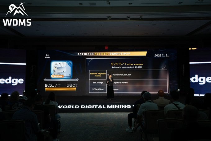 Bitmain представляет свой новейший биткоин-майнер S23 с эффективностью 9,5 Дж/ТХ, обеспечивающий 580 TH/с при мощности 5 510 Вт. Это позиционирует майнер как самую эффективную майнинговую установку на рынке, отгрузка которой запланирована на 1 квартал 2026 года. 25 580 = 16000$