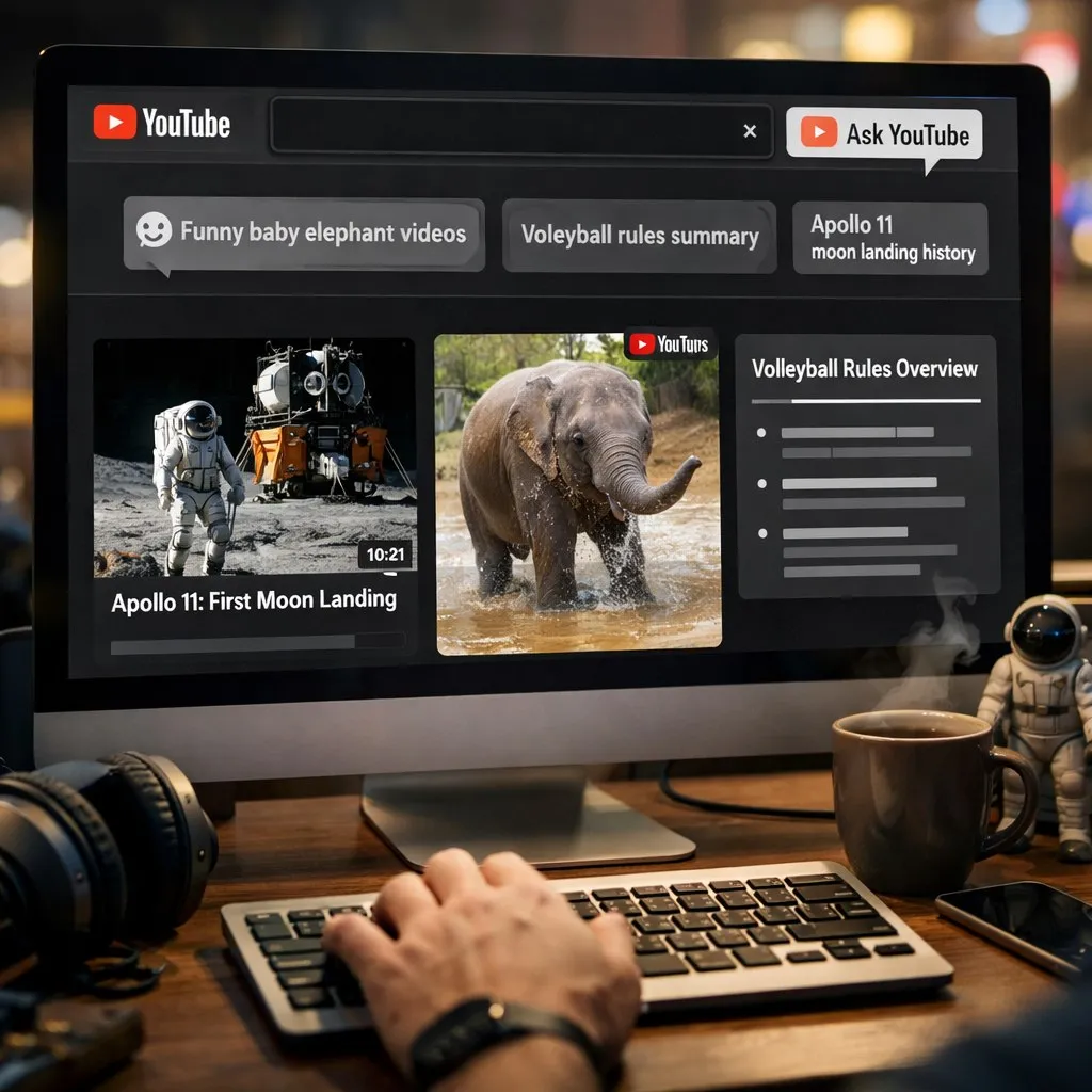 Google тестирует новый AI чат для поиска на YouTube Компания запускает эксперимент который позволяет пользователям Premium в США более естественно взаимодействовать с поиском на платформе Теперь поиск будет напоминать разговор предоставляя результаты в виде длинных видео YouTube Shorts и текстовой информации В поисковой строке появился кнопка Спросить YouTube которая предлагает подсказки для запросов такие как весёлые видео с детёнышами слонов резюме правил волейбола и краткая история высадки на Луну Аполлона 11 PRO AI OFFICIAL