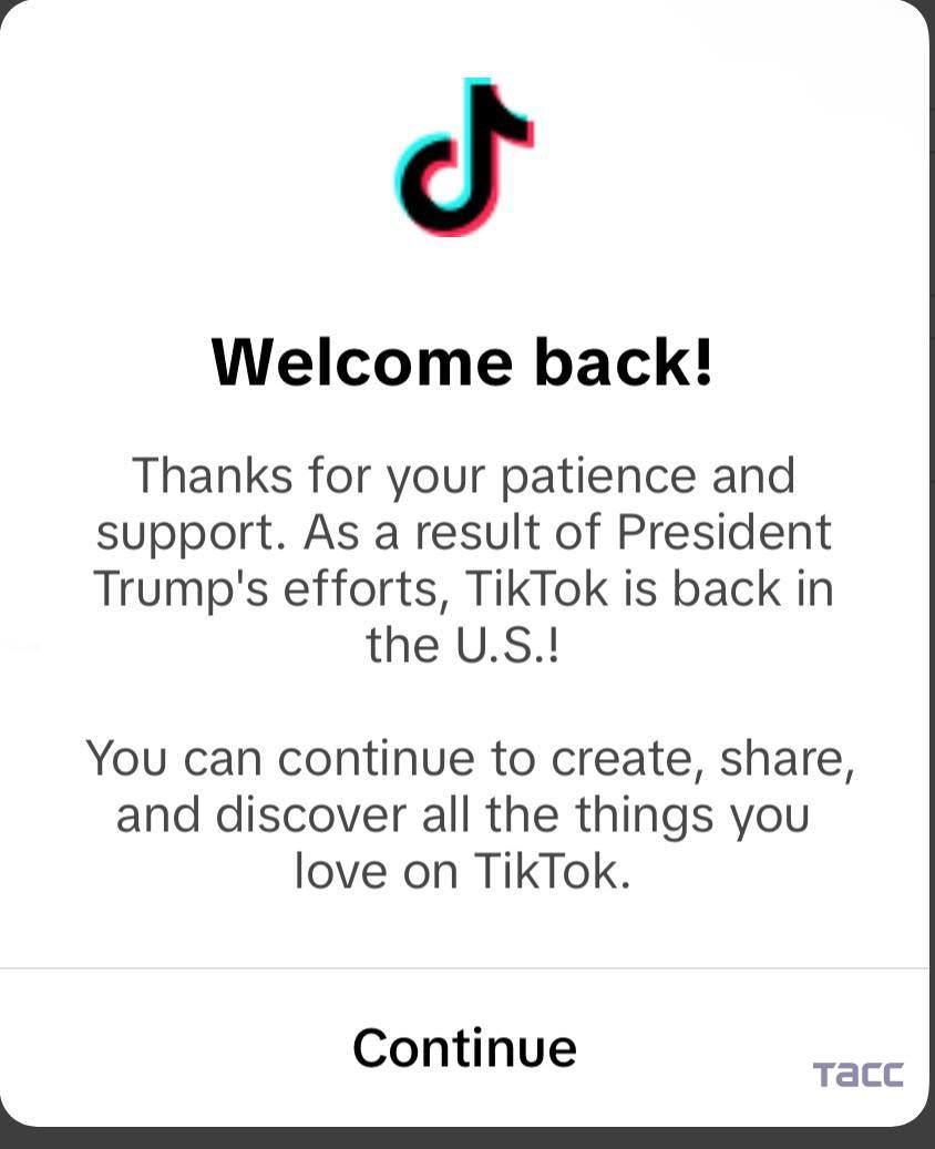 Пользователям TikTok в США пришло уведомление о возобновлении работы приложения  с благодарностью Трампу , но скачать его пока нельзя.