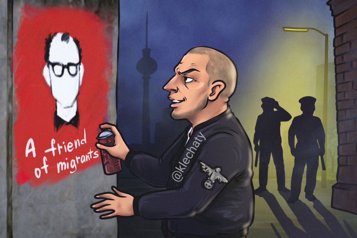 Свобода слова Немецкие правоохранители провели незаконные обыски в квартире предполагаемого автора граффити направленных против на тот момент кандидата в канцлеры ФРГ Фридриха Мерца и его партии обыски были инициированы судом возглавляемым женой Мерца сообщает телерадиокомпания WDR Клетчатый