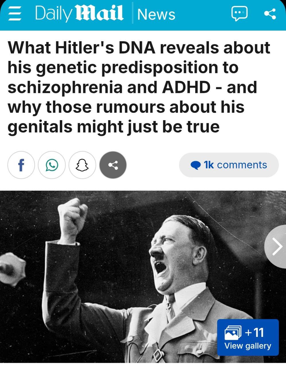 У Гитлера был МИКРОПЕНИС учёные обнаружили у знаменитого художника редкий ген маленького члена В руки учёных попала его ДНК Из анализа выяснилось что Гитлер страдал от Синдрома Каллмана редкое наследственное заболевание которое тормозит развитие половых органов и выработку тестостерона Самый явный симптом член очень маленького калибра Теперь всё стало понятно   PushEnter