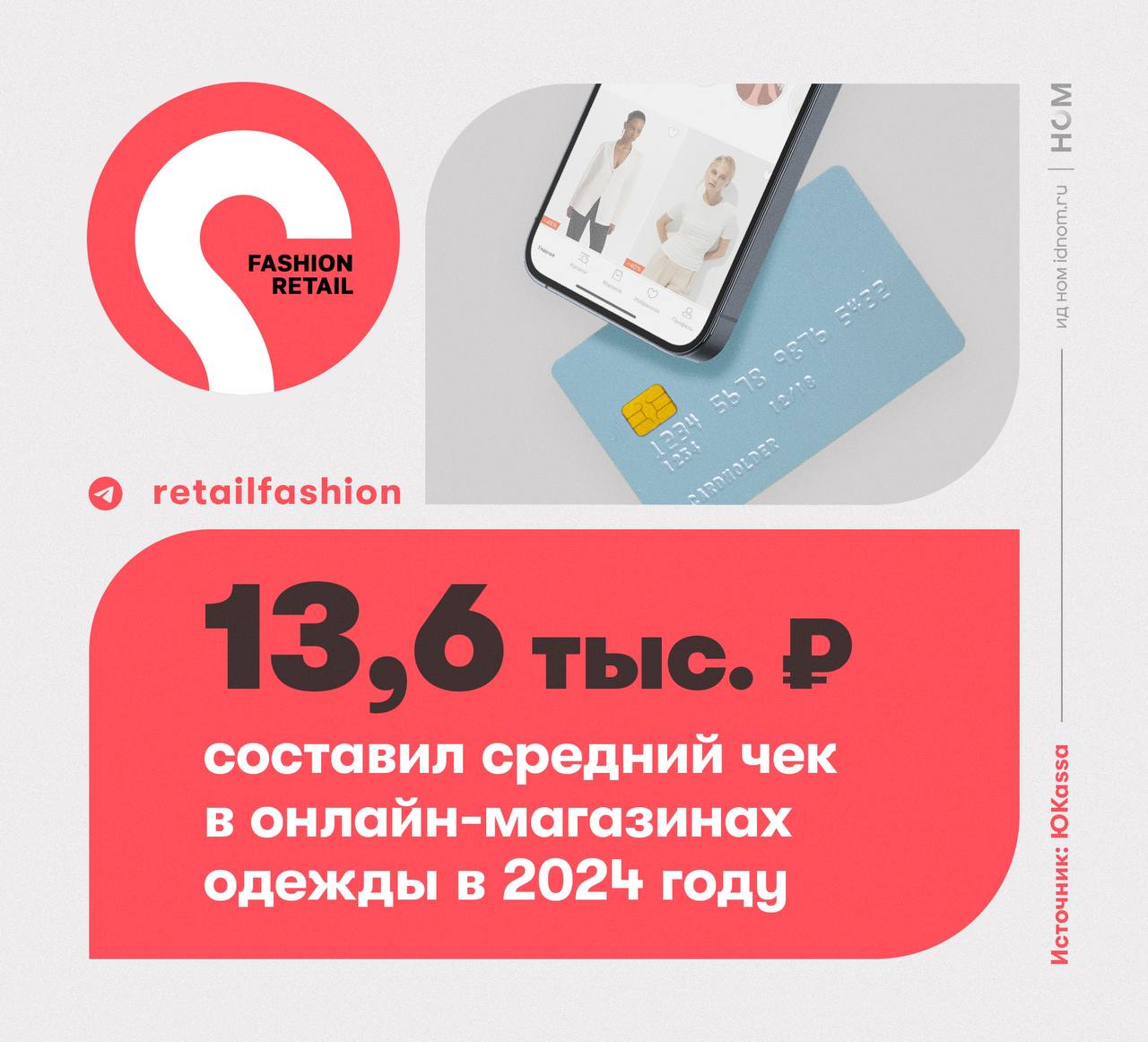 Покупатели тратили в среднем 13,6 тыс. руб. в онлайн-магазинах в 2024 г.  Традиционно средний чек в собственном е-коме выше, чем на маркетплейсах. В онлайн-магазинах он прибавил всего 3% за 2024 год  данные ЮKassa . Присмотритесь к среднему чеку по категориям, если вдруг думаете над запуском.   – Оборот онлайн-магазинов одежды для мужчин и женщин вырос на 31% до 13,6 тыс. руб. по сравнению с 2023, а число чеков – на 27%.  – Оборот магазинов детской одежды вырос на 34%, число платежей на 21%, а средний чек — на 11%, до 8,6 тыс. рублей.   – В категории одежды для спорта оборот вырос на 60%, число платежей увеличилось на 55%, а средний чек на 3%, до 11,3 тыс. рублей.  3,5 тыс. руб. составлял средний чек в категории «одежда и обувь» за январь-сентябрь 2024  Исследование Т-банка учитывало офлайн-магазины .