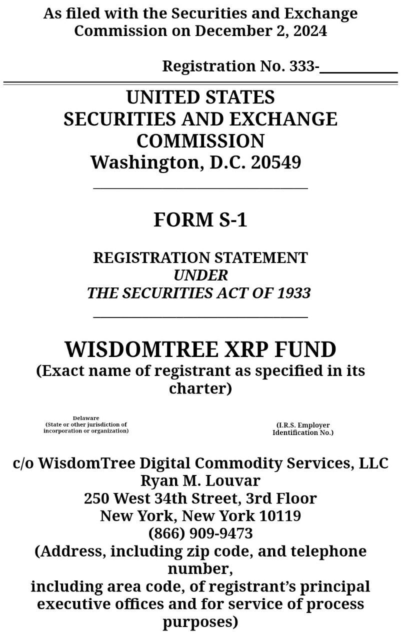 Американский управляющий активами WisdomTree подал в SEC заявку на создание спотового XRP ETF!    - поддерживайте канал реакцией    - подпишитесь на Крипто Сливы