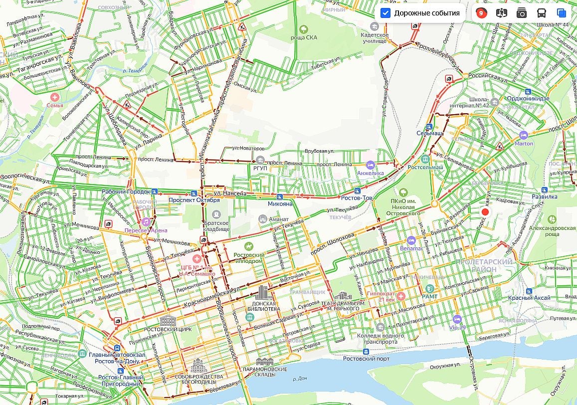 А меж тем, пробки в центре Ростова достигли уже 9 баллов  #новости #ростов #новостиростова #пробки