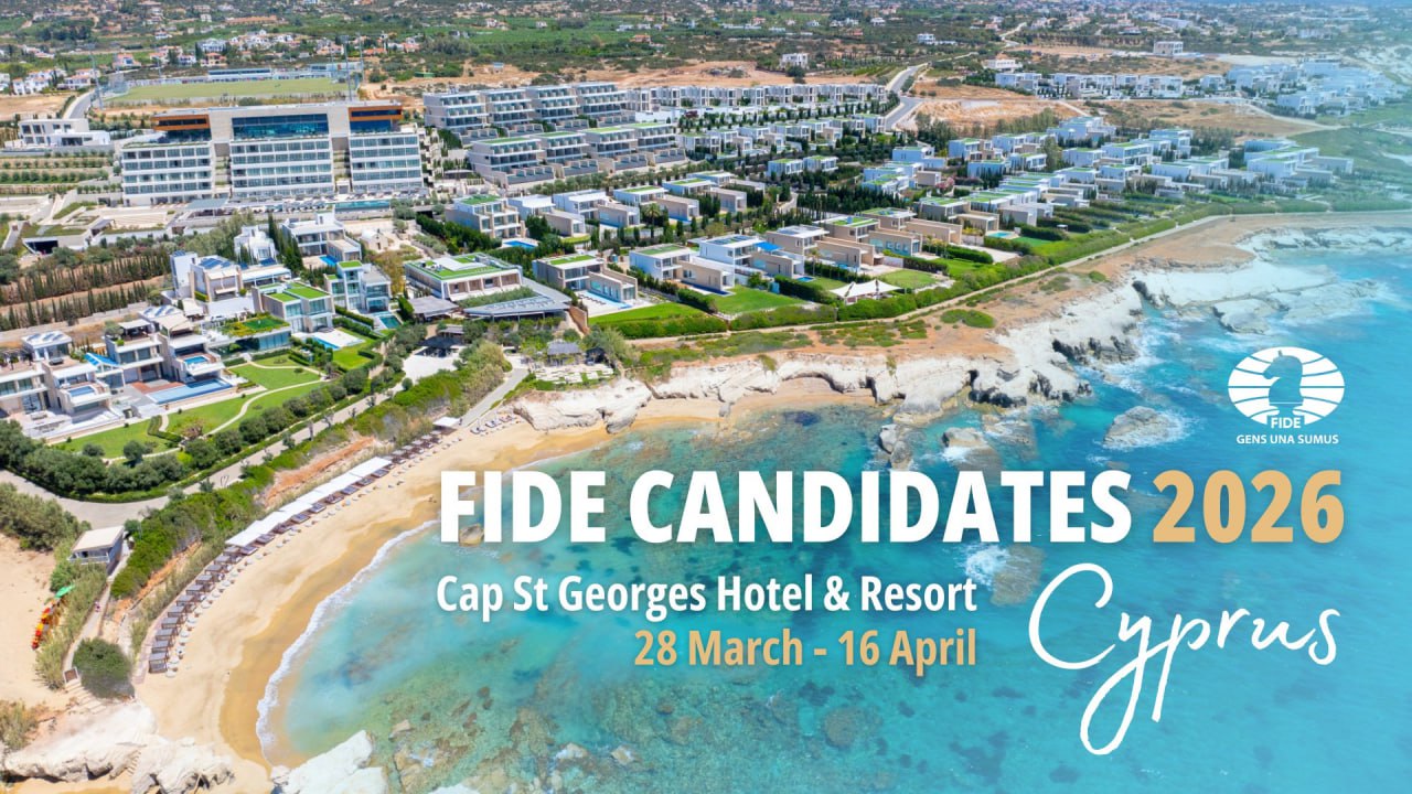FIDE объявила дату и место проведения турнира претендентов Соревнование пройдёт на Кипре с 28 марта по 16 апреля 2026 года Как и в 2024 году турнир претенденток состоится в том же месте одновременно с открытым турниром Ph FIDE chessgames