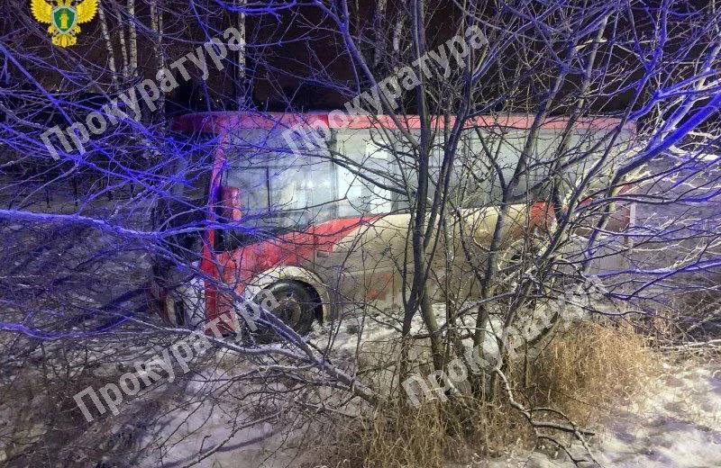 Пассажирский автобус улетел в кювет возле села Частое Тульской области.  Вечером 19 февраля на Епифанском шоссе в районе села Частое  городской округ Тула  пассажирский автобус съехал в кювет.  По предварительным данным, пострадавших нет.  Как минимум, в момент аварии в автобусе находились водитель и двое пассажиров. Количество людей уточняется. Прокуратура Тульской области начала проверку по факту ДТП.  В ведомстве отметили, что дадут оценку соблюдению перевозчиком требований законодательства, регламентирующего организацию пассажирских перевозок. Отдельно будет проверено, как специализированная организация осуществляла содержание дорожного полотна в зимний период.  Источник Тула пресса