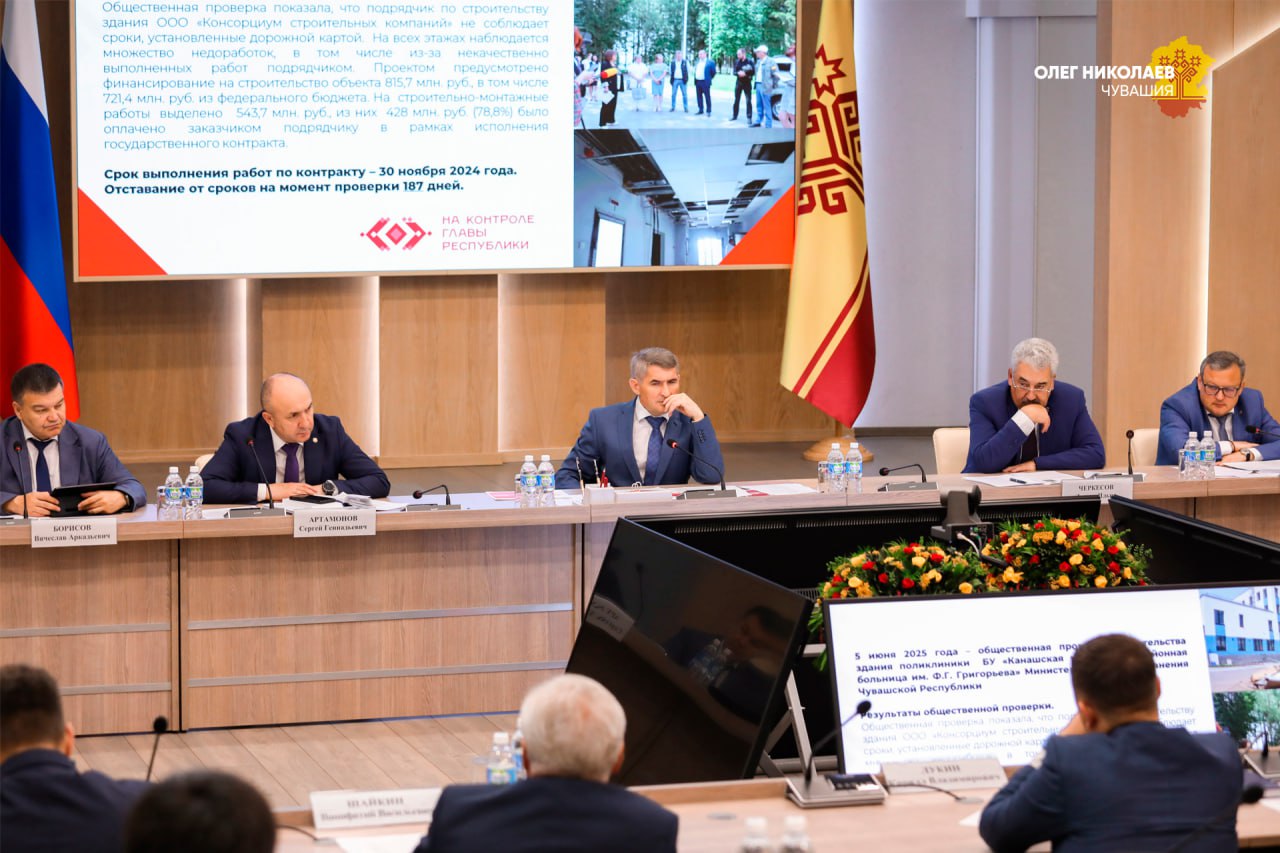 Рассмотрели первые итоги реализации проекта «На контроле Главы». Он был запущен весной этого года, чтобы сроки и качество работ на ключевых объектах Чувашии были под постоянным и строгим наблюдением. За последние месяцы общественники проверили 6 важных объектов. По трём из них работы идут по графику: уже этим летом Спортивная школа №1 в Новочебоксарске откроет двери для юных спортсменов, а строительство сельского дома культуры в Татмыш-Югелево завершится в срок. Капитальный ремонт чебоксарской гимназии №4 идёт без задержек — подрядчик пообещал, что дети вернутся в обновлённую школу уже к концу 2025 года. Но есть и объекты, где ситуация требует принципиальных решений. Строительство поликлиники в Шихазанах Канашского округа недопустимо затянулось. Общественники рекомендовали расторгнуть контракт с неэффективным подрядчиком. Непозволительно, чтобы кто-либо подводил людей, особенно когда речь идёт о здоровье. Обсудили и другие их предложения — отдельные из них включим в протокол заседания президиума Высшего экономического совета. В частности, определение в ближайшее время нового подрядчика для завершения строительства поликлиники в Шихазанах. Поручил также провести тщательный анализ эффективности работы муниципалитетов с бюджетом. Ответственность за результат лежит на каждом этапе, на каждом должностном лице. Контроль будет только усиливаться. Только так добьёмся реальных перемен.