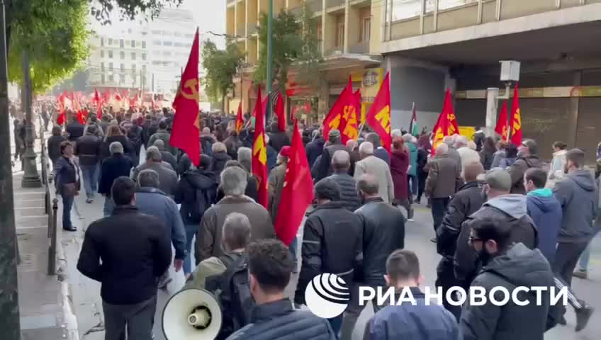 Митинг в Афинах против визита генсека НАТО Марка Рютте