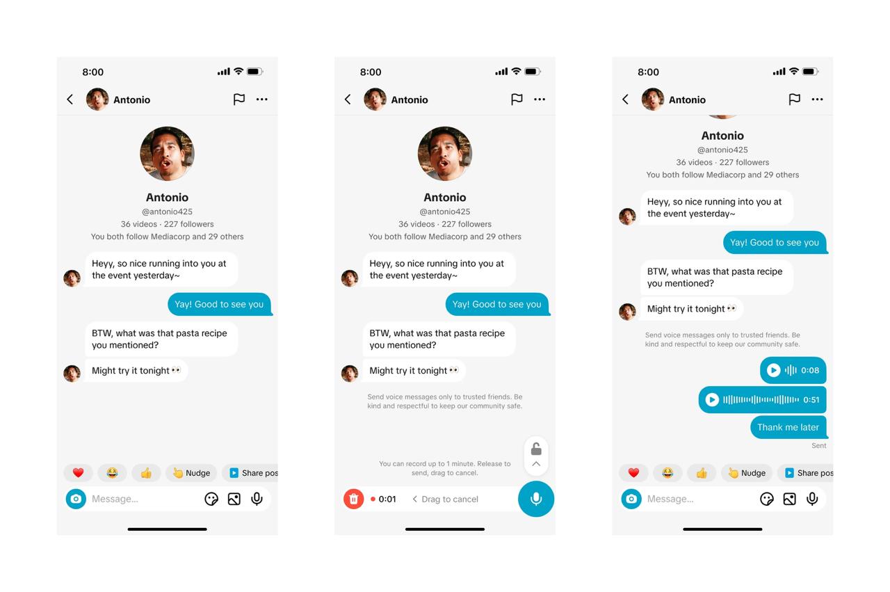 В TikTok появилась возможность отправлять голосовые сообщения и изображения в переписке TechCrunch новости iphonesru