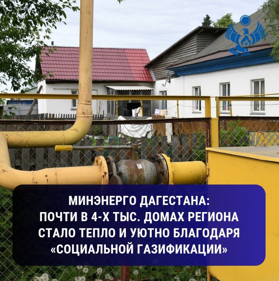 Минэнерго Дагестана: почти в 4 тыс. домах региона стало тепло и уютно благодаря программе «Социальная газификация»         Всего на получение ресурса в рамках президентской программы от жителей региона поступило свыше 12 тыс. заявок. Заключено более 10 тыс. договоров на подключение, у подавляющего большинства из них уже есть возможность подключиться к газовым сетям. В настоящее время 3 780 собственников домов пользуются ресурсом.   Несмотря на это, газовым компаниям и подрядным организациям, которые отвечают за реализацию программы «Социальная газификация» в Дагестане, дано поручение ускорить темпы работы. Ведь заявителям, порой, приходится ждать длительное время, пока до границы их домовладения подведут газопровод.   Для исключения подобных фактов, важно в месяц подключать порядка 300 заявителей, а каждая бригада должна за сутки строить не менее 30 м газопровода. Важный момент: все это должно происходить без ущерба для качества работ  ! .  Напомним, подать заявку на участие в догазификации можно несколькими способами. Так, заявки принимаются в 39 эксплуатационных газовых службах, в администрациях городов и районах Дагестана, в 43 филиалах МФЦ, а также через сайт Единого оператора газификации -