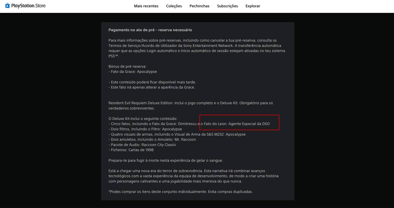 Sony могли случайно проговориться про присутствие Леона Кеннеди в Resident Evil Requiem В описании Deluxe Edition на сайте PlayStation Portugal внимательные игроки обнаружили упоминание героя он получит костюм Специальный агент DSO Чуть позже эту строчку удалили но игроки в очередной раз сделали вывод что культовый герой появится в новой игре серии Наш магазин xbox hub storebot Новости игр Xbox XboxSeries XboxOne XboxGame