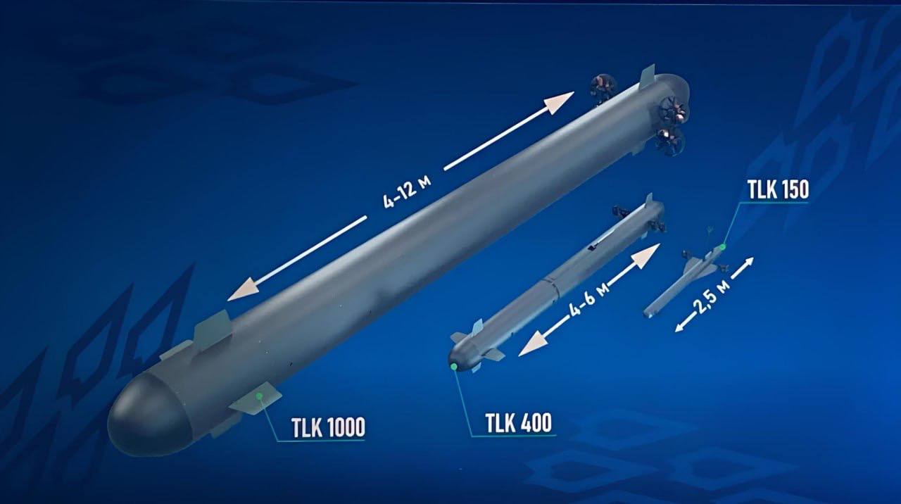 Украинские разработчики подводного дрона Toloka продемонстрировали его обновленную самую маленькую версию.  Разрабатывается три версии Toloka: TLK 1000, TLK 400, TLK 150.  Самый большой TLK 1000 в зависимости от задачи может иметь длину от 4 до 12 метров, а боевая нагрузка — до 5000 кг боевой части. При этом дальность хода, которую хотели достичь разработчики, должна была быть до 2000 км.  TLK 400 имеет более скромные характеристики — размер его может быть от 4 до 6 метров, боевая часть до 500 кг, а дальность хода — до 1200 километров.   Что касается характеристик TLK 150, то его длина 2,5 метра, дальность анонсировали на уровне 100 км, а боевая нагрузка — от 20 до 50 кг взрывчатки. Хотя сам торпедо-дрон должен был находиться под водой, все же он имеет надводные элементы — это антенны для приема сигнала GPS, теле - и тепловизионная камеры, средства связи.