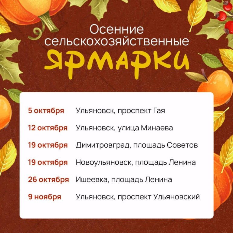 В Ульяновске начинается сезон ярмарок: первая пройдет 5 октября на проспекте Гая   — 73online Пришлите новость