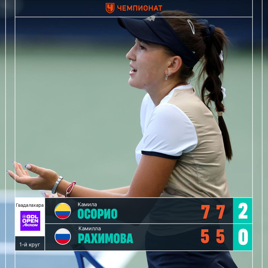 Рахимова проиграла в первом круге Гвадалахары Камилла не справилась с 69 й ракеткой мира Камилой Осорио 5 7 5 7 В следующем раунде колумбийская теннисистка встретится с Ивой Йович Статистика матча   Сетка турнира ChampTennis