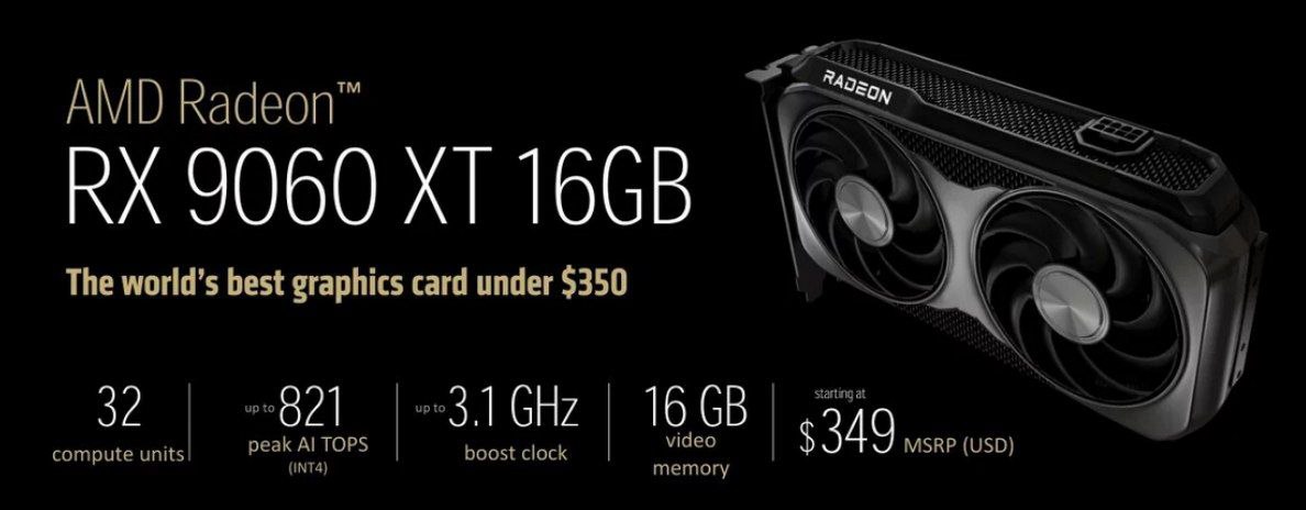 Первые тесты RX 9060 XT 16GB Популярное издание eTeknix случайно опубликовало обзор Radeon RX 9060 XT 16 ГБ до снятия эмбарго — видео быстро удалили, но тесты успели сохранить: В Full HD карта оказалась на 3,6% медленнее RTX 5060 Ti, но на 3,5% лучше по 1% Low fps В Quad HD отставание по среднему фреймрейту уже 5,6%, но 1% Low fps выше на 7,8% Касательно трассировки лучей — здесь полное преимущество у NVIDIA, разница около 10%