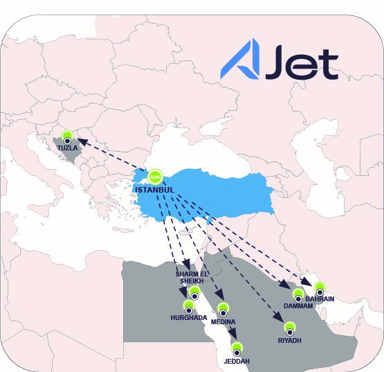 Стыковочных маршрутов из Стамбула станет больше  Турецкая авиакомпания AJet  экс-Anadolu Jet  в октябре запускает рейсы по 8 новым международным направлениям.   В частности, AJet будет выполнять регулярные рейсы в города Эр-Рияд, Медина, Даммам и Джидда в Саудовской Аравии, в египетские Шарм-эль-Шейх и Хургаду, в боснийский город Тузла, а также в Бахрейн   Шарм-эль-Шейх – 5 раз в неделю  Хургада – 5 раз в неделю  Джидда – 4 раза в неделю  Эр-Рияд – 6 раз в неделю  Медина – 6 раз в неделю  Даммам – 5 раз в неделю  Бахрейн – 4 раза в неделю  Тузла – 1 раз в неделю  с 7 октября .  Билеты уже в продаже: в конце октября перелет из Стамбула в Шарм-эль-Шейх и обратно – от 23,6 тыс. руб. на одного без багажа.