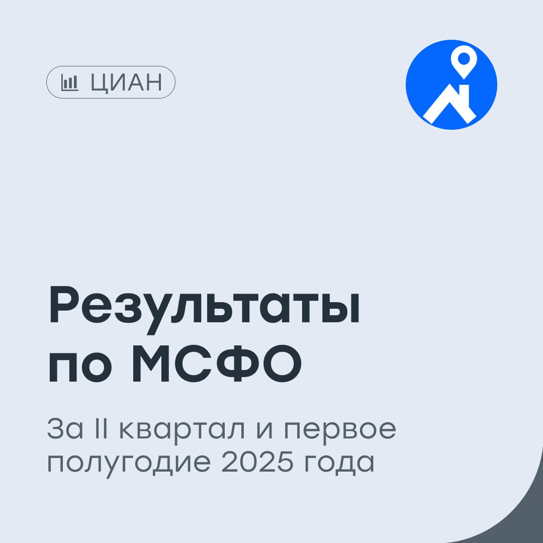 ЦИАН в ожидании спецдивиденда ЦИАН отчитался по МСФО за II квартал и первое полугодие 2025 года Во II квартале совокупная выручка увеличилась на 11 год к году до 3 6 млрд рублей В первом полугодии выручка увеличилась на 8 до 6 9 млрд рублей Прибыль во II квартале увеличилась на 282 и составила 790 млн рублей в первом полугодии прибыль выросла на 6 до 1 млрд рублей Скорректированная EBITDA во II квартале увеличилась на 3 до 864 млн рублей Рентабельность по скорр EBITDA 24 2 п п В первом полугодии скорректированная EBITDA уменьшилась на 10 до 1 6 млрд рублей Рентабельность по скорр EBITDA 23 4 4 8 п п Операционные расходы во II квартале выросли на 14 до 2 9 млрд рублей В первом полугодии операционные расходы 5 7 млрд рублей 15 Среднее количество уникальных пользователей в месяц в первом полугодии составило 19 5 млн 3 Сегодня компания подтвердила прогноз по итогам 2025 года совокупная выручка по итогам года вырастет на 14 18 а показатель рентабельности по скорректированной EBITDA превысит 20 Дополнительно менеджмент сообщил что после завершения редомициляции CIAN PLC планирует вынести на совет директоров предложение о специальном дивиденде По предварительным оценкам его размер может превысить 100 рублей на акцию CNRU vse v cifre