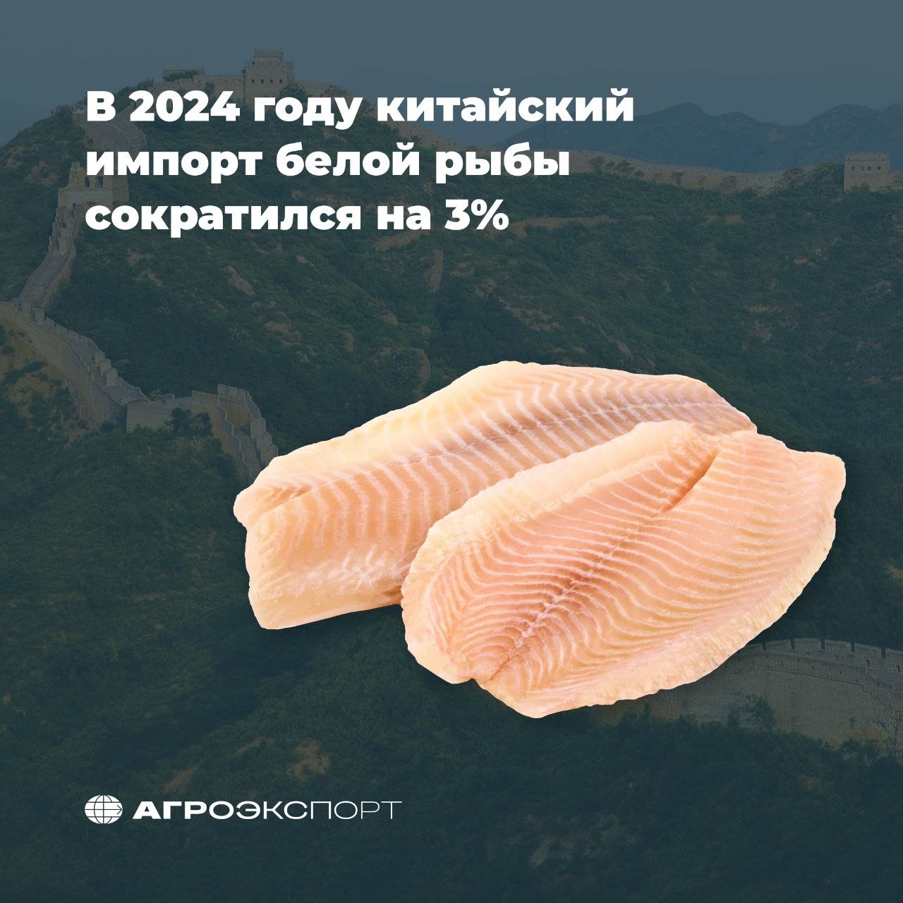 В 2024 году китайский импорт белой рыбы сократился на 3%  По данным International Trade Center  ITC , в 2024 году Китай импортировал белой рыбы на сумму чуть более 1,7 млрд долл. США, что на 3% меньше объема 2023 года. Сокращение наблюдалось в течение трех первых кварталов, и хотя в четвертом показатель вырос на 31%, это не смогло компенсировать негативную динамику предыдущих месяцев.   Лидирующими продуктами в данной категории оставались замороженная треска  HS 030363  и замороженный минтай  HS 030367 , и Россия является крупнейшим поставщиком этих двух позиций на китайский рынок.   VASEP   #агроэкспорт #новостиАПК