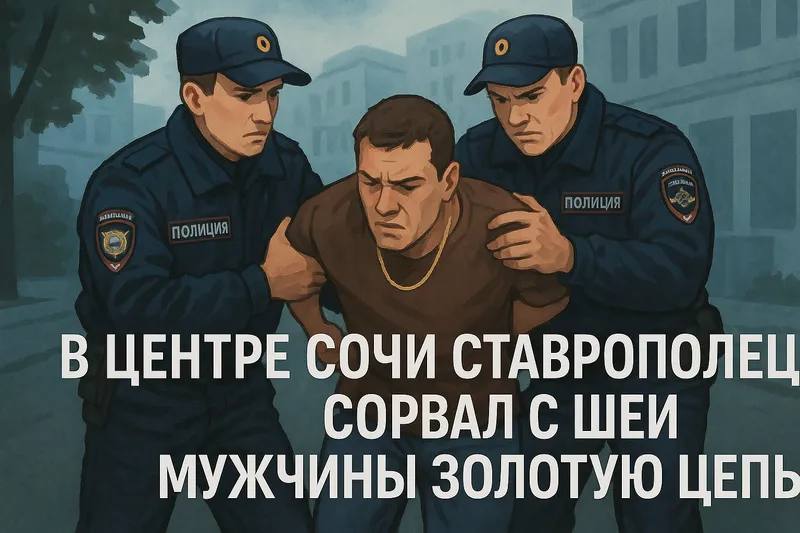 В Сочи полиция раскрыла грабеж злоумышленник успел сдать часть золота в ломбард Сотрудники уголовного розыска отдела полиции Центрального района Сочи задержали 22 летнего жителя Ставропольского края который ночью на улице Горького сорвал с шеи прохожего золотую цепь с кольцом и скрылся Общий ущерб составил около 120 000 С помощью камер системы Безопасный город оперативники в кратчайшие сроки установили подозреваемого Выяснилось что сразу после ограбления он уехал к себе домой в Ставропольский край и сдал золотое кольцо в ломбард По возвращении в Сочи молодой человек был задержан Похищенную золотую цепь у него изъяли и вернули владельцу  В отношении задержанного возбуждено уголовное дело по ч 1 ст 161 УК РФ Грабеж Ему грозит до 4 лет лишения свободы Полиция Сочи