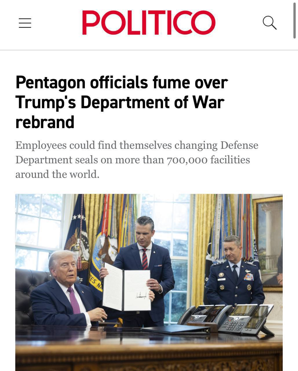 Новое название Пентагона обойдется США в миллиарды долларов пишет Politico В связи с переименованием Минобороны страны придется сменить символику Пентагона на более чем 700 тыс объектов ведомства в 40 странах мира и всех 50 штатах Подпишись на SputnikTj