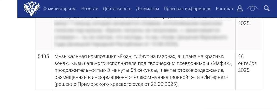 Минюст внес песню Розы гибнут на газонах а шпана на красных зонах в список экстремистских материалов Подписаться Прислать новость