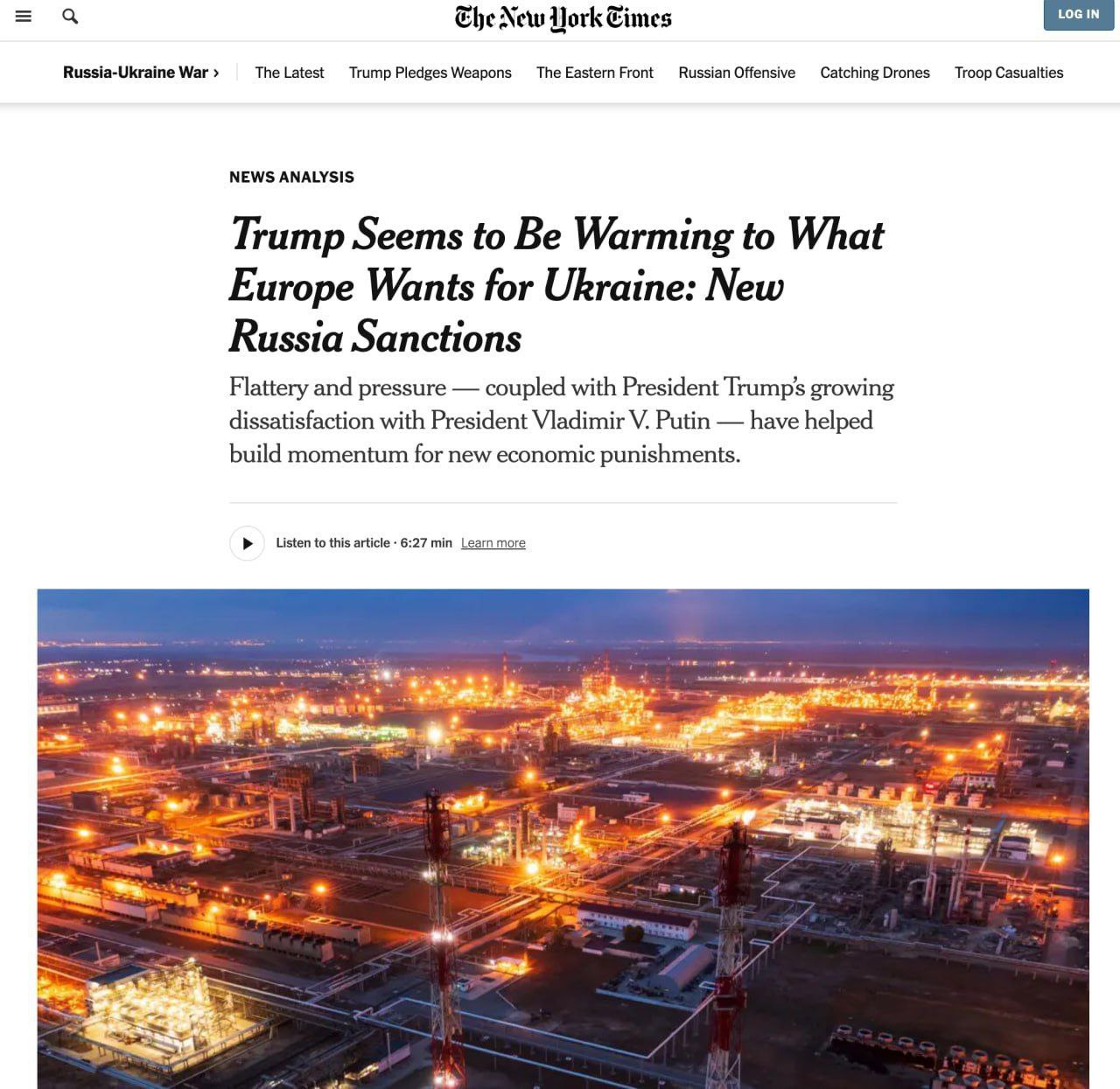 NYT: Новые санкции США против России грозят обвалом энергорынков и глобальной рецессией США готовят мощные санкции против России, которые могут спровоцировать мировой экономический кризис. По данным NYT, новые ограничения способны вызвать резкий рост цен на энергоносители и глобальную рецессию. Хотя законопроект уже поддержали 83 сенатора, эксперты сомневаются в его эффективности: Россия научилась обходить санкции, а многие меры выглядят нереалистичными. Европейские лидеры, включая канцлера Германии, пытаются убедить Трампа в необходимости жесткого давления на Москву, но аналитики считают эти санкции скорее политическим сигналом, чем реальной угрозой для российской экономики.
