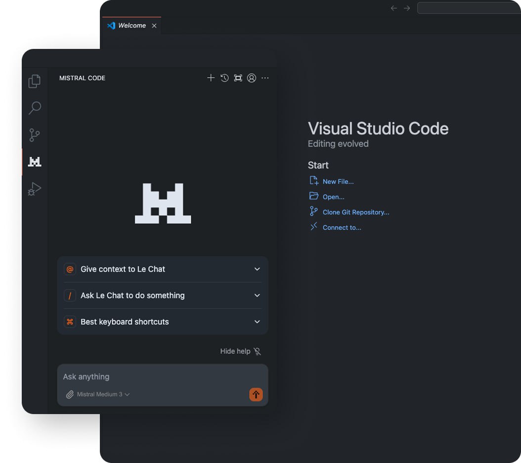 Французский стартап Mistral готовит собственного агента для вайб-кодинга Mistral Code с поддержкой более 80 языков программирования. Помощник использует ансамбль собственных моделей компании — Codestral для создания кода, Devstral — для агентных задач, Mistral Medium — для общения в чате. Плагин уже тестируют для IDE от JetBrains и VS Code, дату релиза для всех пока не называют.