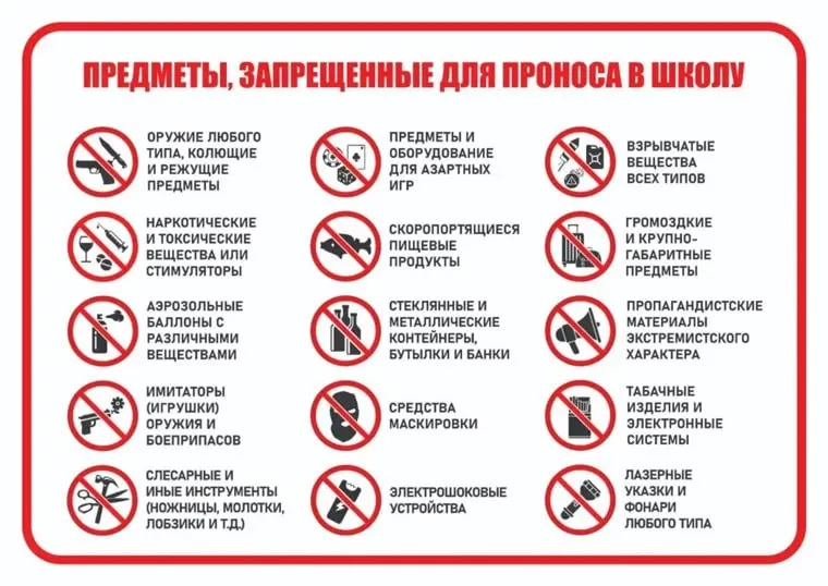 В школах Екатеринбурга ввели досмотр вещей учеников В образовательные учреждения строго запрещено проносить оружие и игрушки имитирующие оружие а также инструменты ножницы аэрозоли и иные опасные предметы Если ученик отказывается от досмотра педагоги имеют право не пускать его внутрь школы Также вход в школы осуществляется только по пропускам через калитки и турникеты Родителей школьников предупредили о необходимости отправлять детей на занятия пораньше Если введен сплошной досмотр при массовом проходе школьников то можно считать первый урок в школах несостоявшимся Длинные очереди на входе в школы станут ежедневной реальностью Наука и университеты в МАХ