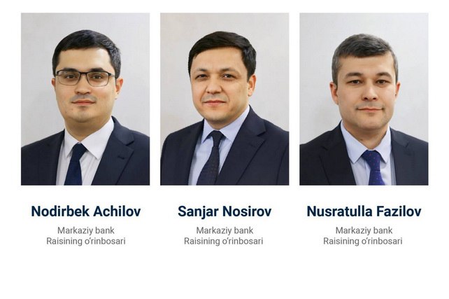 В Центральном банке Узбекистана назначены новые заместители председателя В Центральном банке Узбекистана произошли кадровые изменения   English O zbek tilida Ўзбек тилида На русском iOS Android