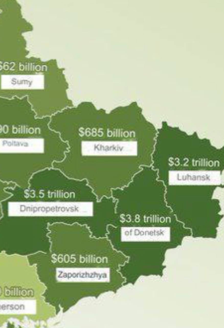 Американский журнал Forbes опубликовал карту стоимости природных ресурсов в Украине, а также в российских регионах Крым, Донецк, КНДР, Запорожье и Херсон.  Помимо территорий ЛНР и ДНР на карте, природные ресурсы Днепропетровской области оцениваются более чем в триллион долларов.  Пиндосам всё неймется - где бы и что урвать…  Хозяевами мира себя возомнили?   Подписаться   ЧАТ