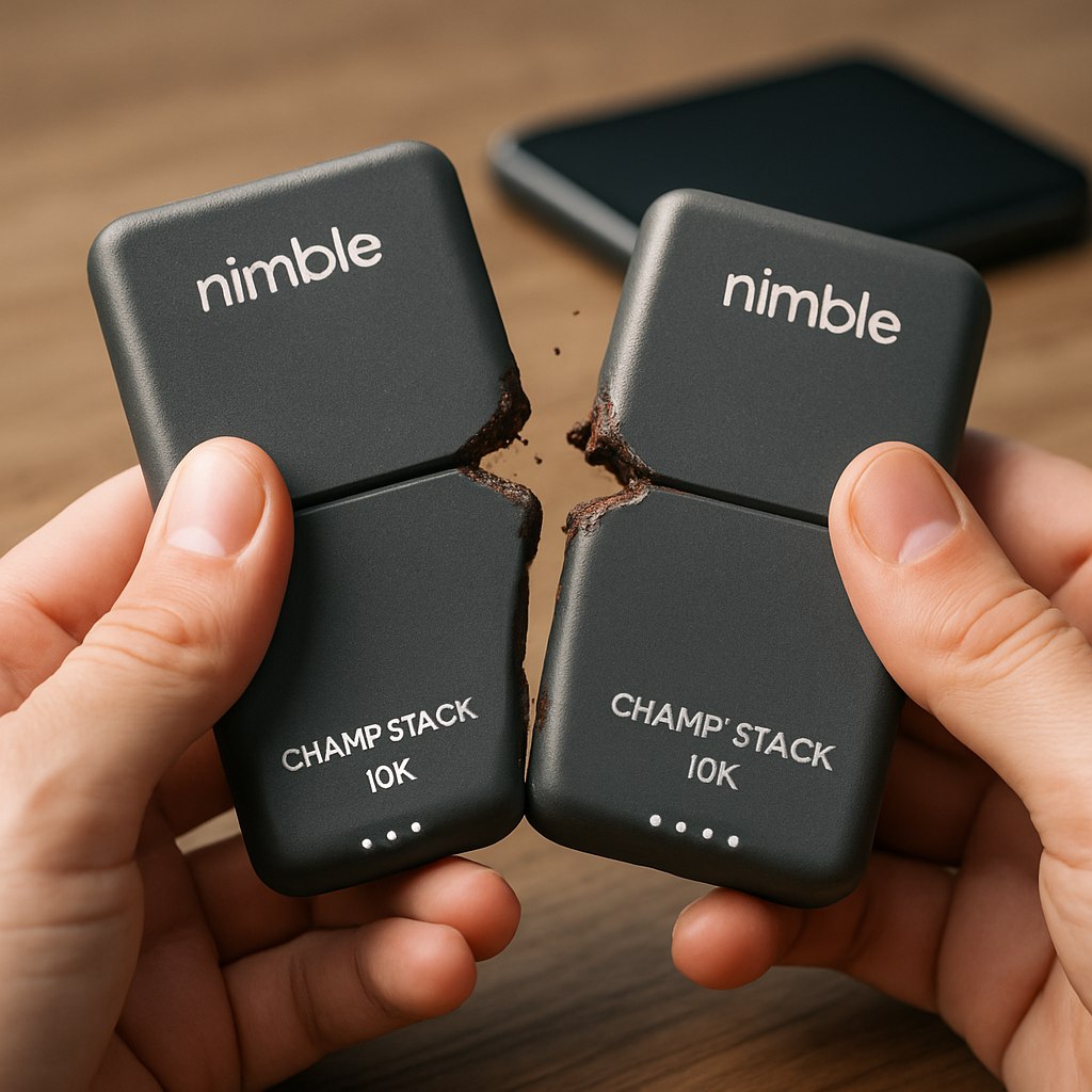 На CES 2026 компания Nimble представила уникальный пауэрбанк Champ Stack 10K который можно разбить пополам как шоколадку KitKat Этот пауэрбанк на 10 000 мАч позволяет двум пользователям одновременно заряжать свои устройства Каждая половина функционирует как отдельный пауэрбанк на 5 000 мАч что обеспечивает достаточную мощность для полной зарядки смартфона Инновационное решение для тех кто часто делится зарядкой PRO AI OFFICIAL
