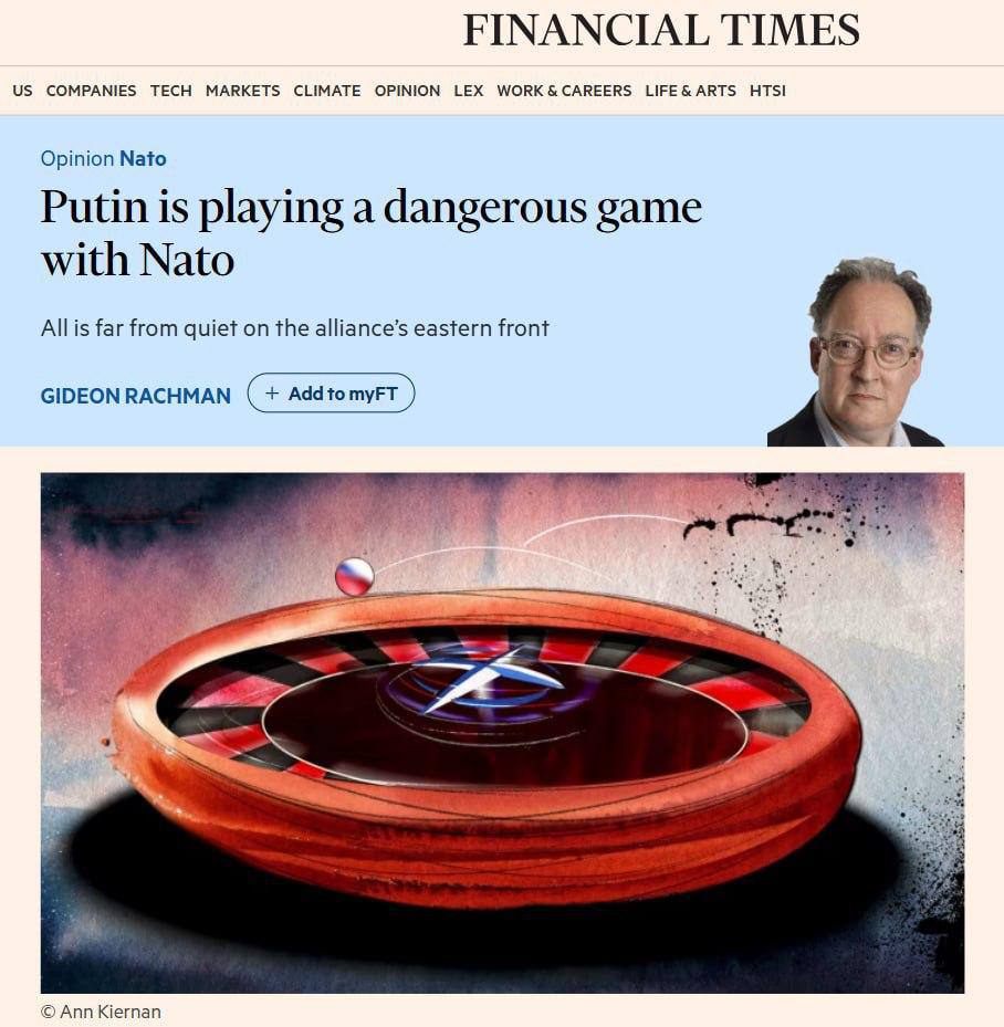 Ведущий внешнеполитический аналитик Financial Times Гидеон Рахман посетил военную базу Тапа в Эстонии пообщался с прибалтами И передает вопрос который задал ему бывший министр иностранных дел Литвы Ландсбергис Если произойдет вторжение и нападение чего может ожидать Путин Прибытия Шестого флота США в Прибалтику или приглашения на встречу в Аляске Интрига однако