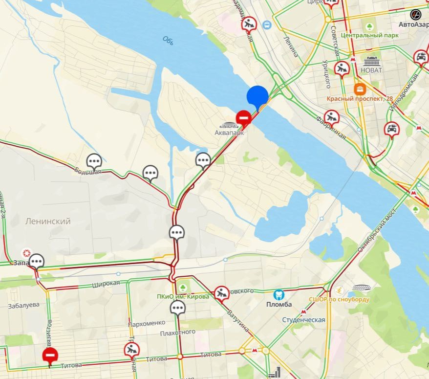 Сотни автомобилистов оказались в гигинтской пробке на Димитровском мосту. Затор образовался после перекрытия одной из полос.  По данным сервиса 2GIS, пробка растянулась от одного конца Димитровского моста на правом берегу до площади Станиславского на левом берегу. Длина затора составляет около 5,3 километра.  Попали в эту пробку?   1  1  1  Отправить новость