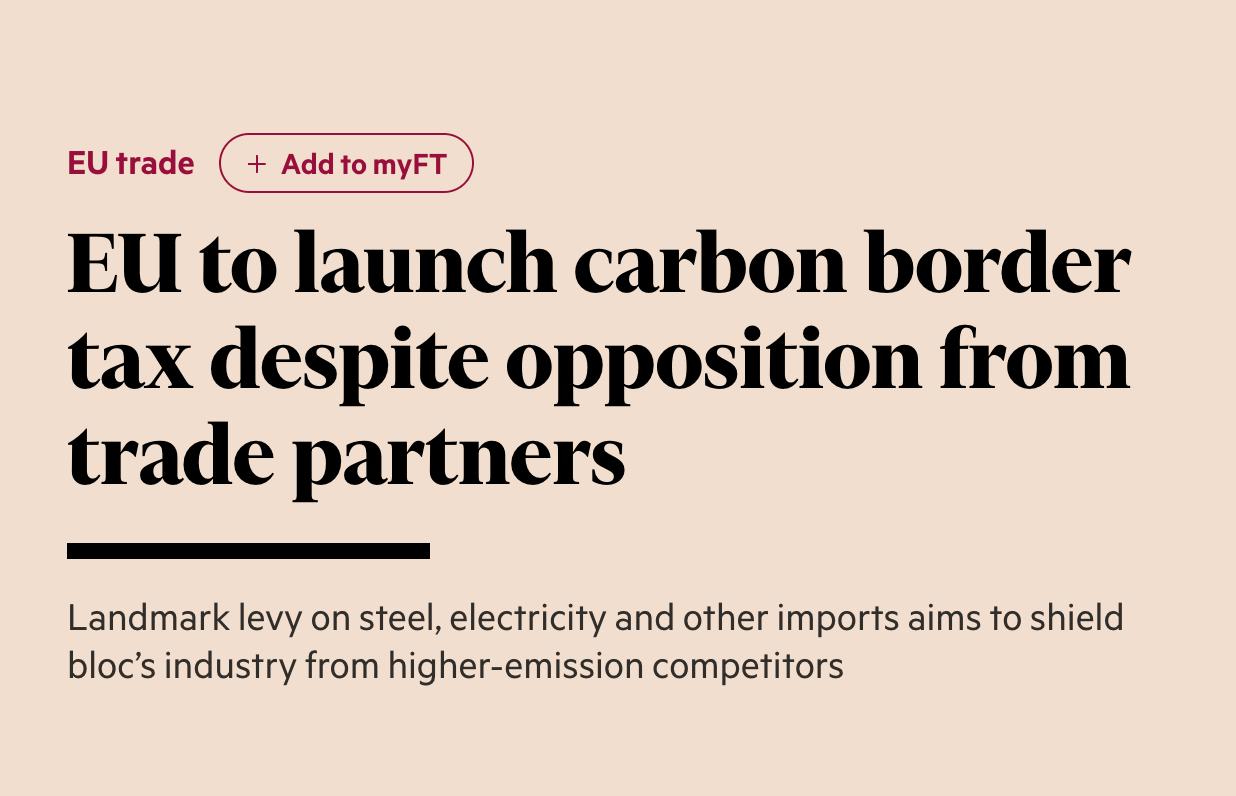 Евросоюз отказал Украине в просьбе сделать для нее исключение и не вводить углеродный налог на импорт грязных товаров с 1 января 2026 года сообщает Financial Times Украина также обращалась к комиссии с просьбой об исключении из правил в связи с масштабным ущербом нанесенным ее энергетической инфраструктуре но Брюссель настаивает на том что воздействие на ее пострадавшую от войны экономику будет меньше чем опасается Киев говорится в статье Сайт Страна X Twitter Прислать новость фото видео Реклама на канале Помощь