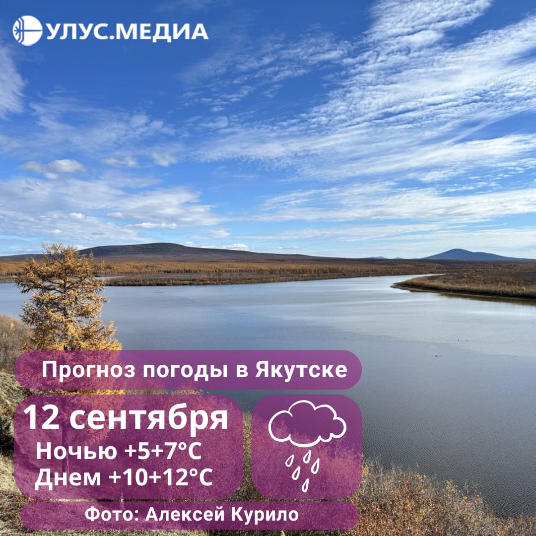 ⏺Жителей многих районов Якутии предупредили о сильном ветре   Якутские синоптики предупреждают о неблагоприятных явлениях погоды. В четверг, 12 сентября, в Якутске и его окрестностях, а также в Намском, Мегино-Кангаласском, Хангаласском, Горном, Оленекском, Мирнинском, Жиганском, Кобяйском, Алданском, Нерюнгринском районах ожидается сильный ветер с порывами до 15–20 м/с.    На юго-востоке, востоке, в центре республики пройдет умеренный дождь. На северо-западе прогнозируют мокрый снег. В Анабарском и Булунском районах также ожидается сильный ветер с порывами до 19-24 м/с.   Температура ночью +1+6°, при прояснении до -3°, на северо-востоке от 0 до -5°. Днем +7+12°, при осадках +2+7°.  В Якутске завтра ночью пройдет небольшой дождь, днем преимущественно без осадков, ветер северо-западный 4-9 м/с, ночью порывы 9-14 м/с, днем 15-18 м/с.