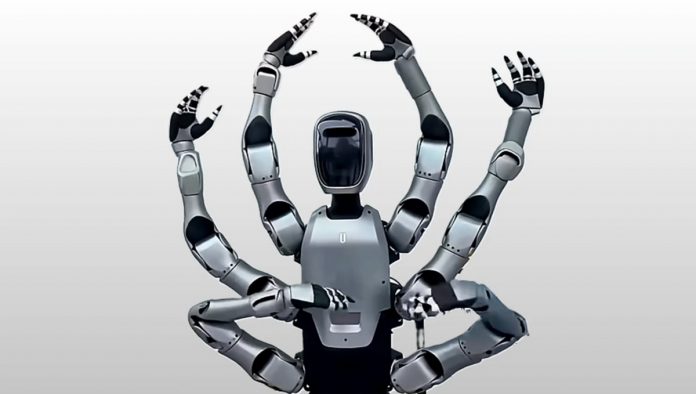 Шестирукого робота гуманоида представили в КНР Китайская компания Midea продемонстрировала антропоморфного робота Miro U который передвигается на колесах и обладает шестью руками Робот может поворачиваться на 360 градусов при помощи нижней пары рук поднимать тяжести параллельно с этим выполняя более тонкие сборочные задачи верхними парами рук Уже в конце месяца его начнут применять на одном из заводов Midea Group где собираются стиральные машины Витрувианский человек ты ли это Подписывайтесь на BFM И в MAX