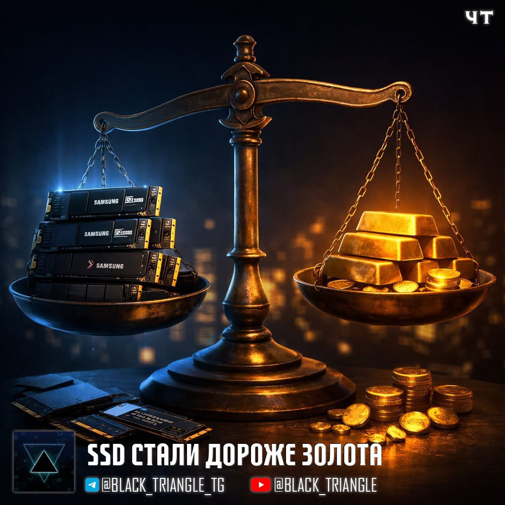 Золото теперь дешевле SSD Пользователи Reddit заметили интересную закономерность высокоёмкие NVMe SSD накопители формата M 2 стали дороже по цене с золотом в пересчёте на грамм даже учитывая то что само золото находится на историческом пике Журналисты проверили Средний вес 8 ТБ SSD без радиатора составляет около 8 граммов а средняя цена порядка 1476 При текущей стоимости золота около 148 за грамм 8 граммов драгметалла обойдутся в 1184 Накопители на 4 ТБ пока держатся но тренд неумолим часть моделей уже приближается к золотому паритету особенно производительные решения в сегменте 800 Причина глобальный дефицит NAND памяти из за ИИ бума Вся производственная мощность NAND на 2026 год уже распродана а новые линии заработают не раньше конца 2027 года Ситуацию усугубляет анонс платформы Nvidia Vera Rubin по оценкам только серверы Nvidia в 2026 году потребуют около 34 6 млн ТБ NAND а в 2027 уже 115 2 млн ТБ Это около 2 8 и 9 3 мирового производства соответственно Клиентские SSD по прогнозам подорожают минимум на 40 SanDisk уже объявил о планах удвоить цены на 3D NAND для корпоративных SSD в Q1 2026 а представитель Kingston прямо заявил Если планируете апгрейд не ждите мMм Soft Gear Links