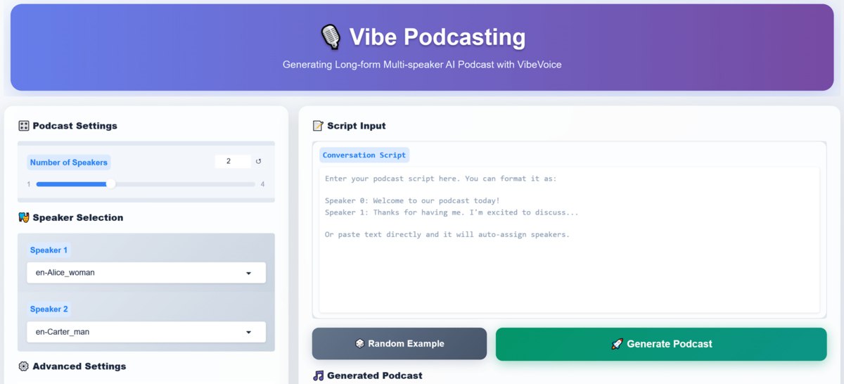 Microsoft выпустила ИИ инструмент для вайб подкастинга Модель VibeVoice по текстовым запросам может генерировать разговорные аудио длиной до 90 минут максимум с четырьмя персонажами В демоверсии пока доступны английский и китайский языки vc ru ai 2180738
