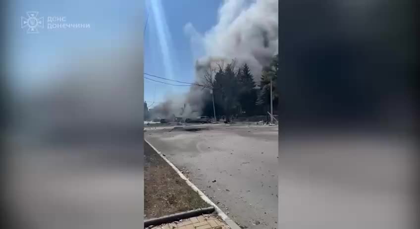Пожар в Горловке ликвидирован после атаки беспилотника