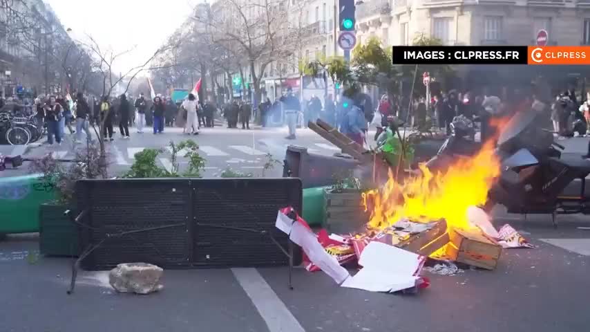 Столкновения на феминистских протестах в Париже в Международный женский день